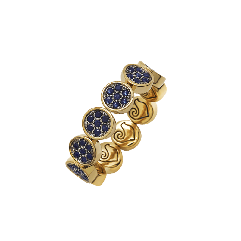 Chantecler - Anello Paillettes Oro - Oro Giallo - Zaffiri