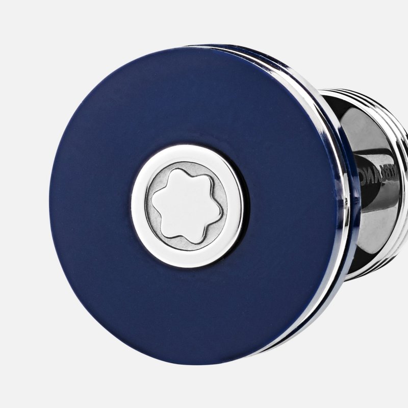 Montblanc - Gemelli Rotondi - Acciaio Pregiato - Resina Blu