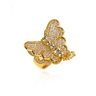 Anello Pasquale Bruni Liberty in oro giallo 18 carati con diamanti da 1,39 ct, misura 6,25
