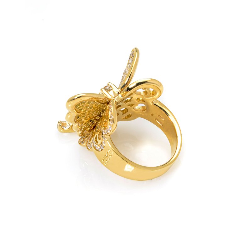 Anello Pasquale Bruni Liberty in oro giallo 18 carati con diamanti da 1,39 ct, misura 6,25