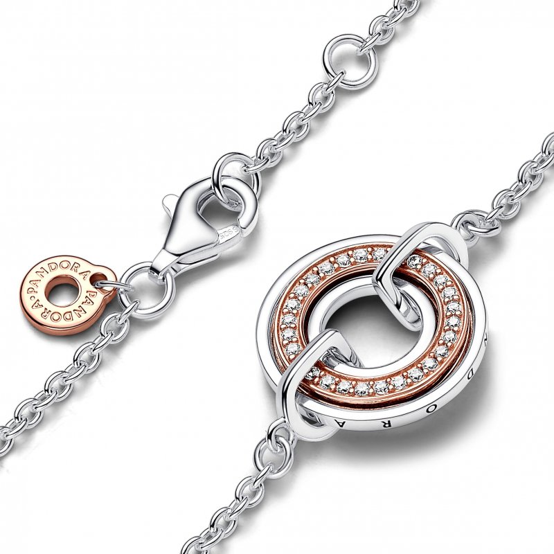 Bracciale Cerchio Bicolore con Logo e Pavè