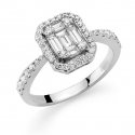 Donna Oro - Anello Elegante - Oro Bianco - Diamante