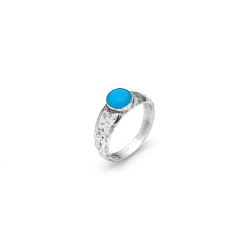 Giovanni Raspini - Anello Martellato - Agata Azzurra