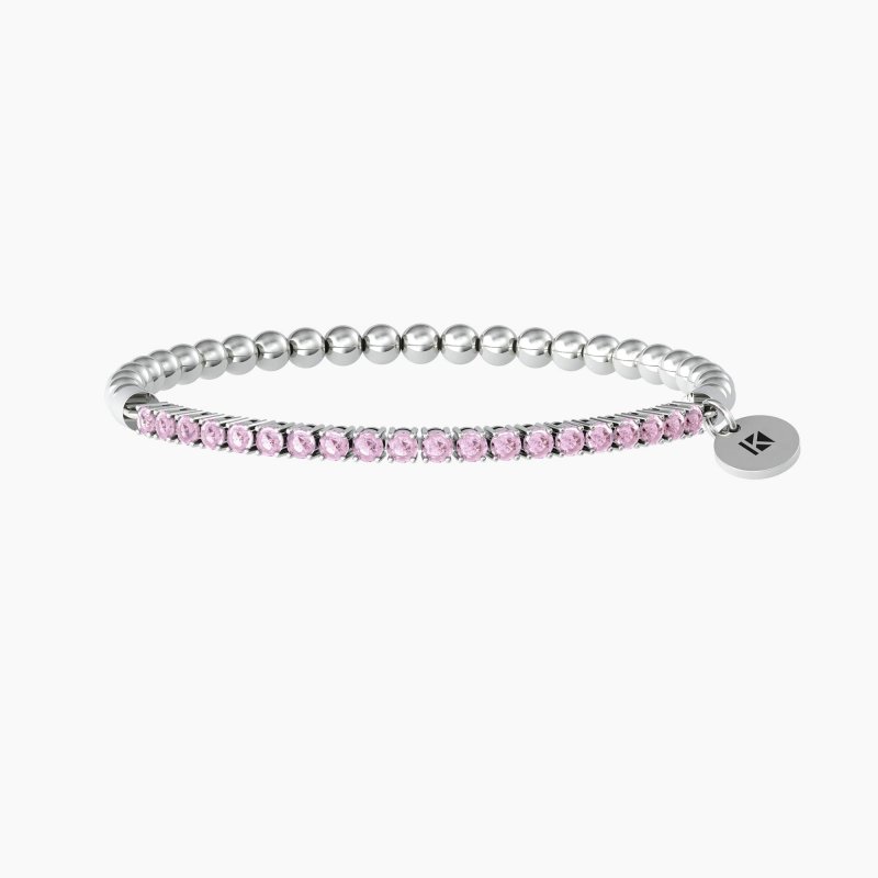 Kidult - Bracciale Elastico - Sfere Lucide - Zirconi Rosa