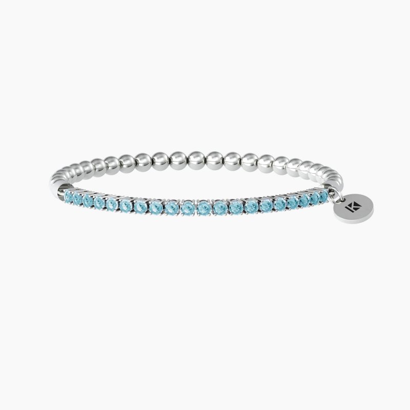 Kidult - Bracciale Elastico - Sfere Lucide - Zirconi Azzurri