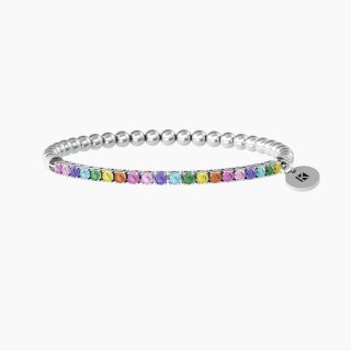 Kidult - Bracciale Elastico - Sfere Lucide - Zirconi Multicolor
