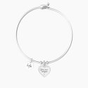 Bracciale rigido con ciondolo cuore e frase