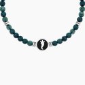 Bracciale elastico uomo con agata verde e cornetto