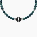 Bracciale elastico uomo con agata verde e cornetto