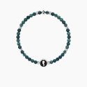 Bracciale elastico uomo con agata verde e cornetto
