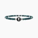 Bracciale elastico uomo con agata verde e cornetto