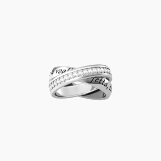 Kidult - Anello Mamma Intrecciato - Cristalli - Frase