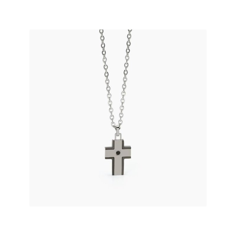 2 Jewels - Collana In Acciaio 316L - Pvd Gunmetal - Cristalli