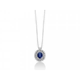 Miluna - Collier Au+Diam+Zaff - Oro - Zaffiro