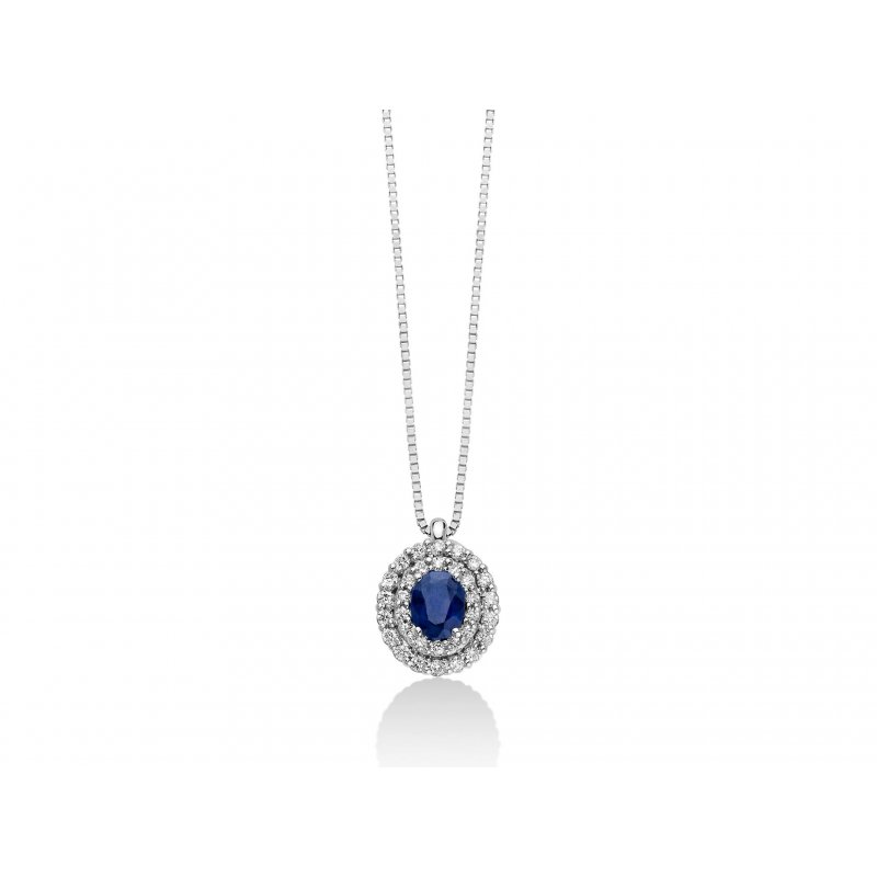 Miluna - Collier Au+Diam+Zaff - Oro - Zaffiro