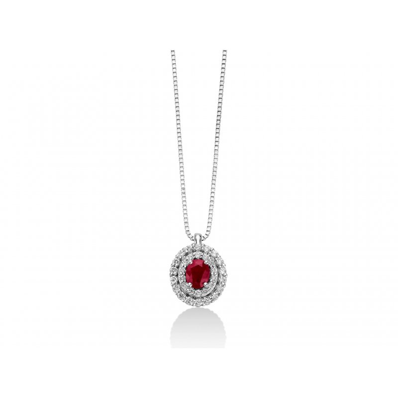 Miluna - Collier Au+Diam+Rubn - Oro E Gemme
