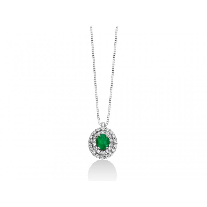 Miluna - Collier Au+Diam+Smer - Oro - Diamante