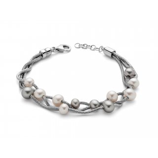 Miluna - Bracciale Argento - Perle Grigie E Bianche