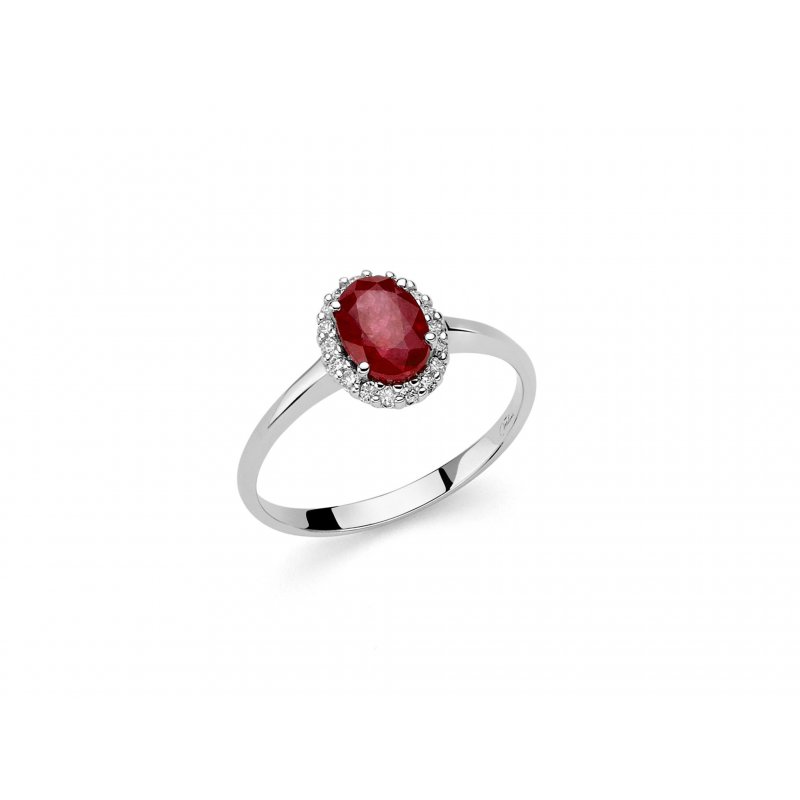 Miluna - Anello Oro - Diamanti E Rubino