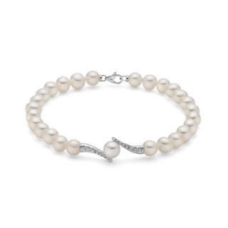 Miluna - Bracciale Au+Pc+Diam - Oro - Perle