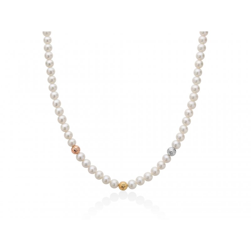 Miluna - Collana Au+Pc - Oro - Perle