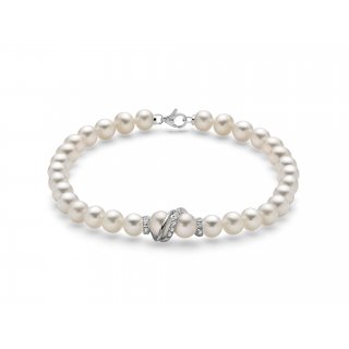 Miluna - Bracciale Au+Pc+Diam - Oro - Perle