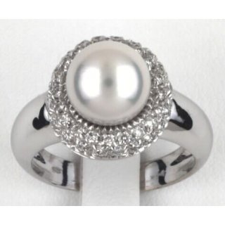 Salvini - Anello Brillanti E Perle - Oro Bianco