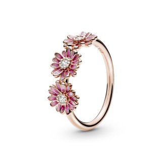 Anello con tre Margherite rosa