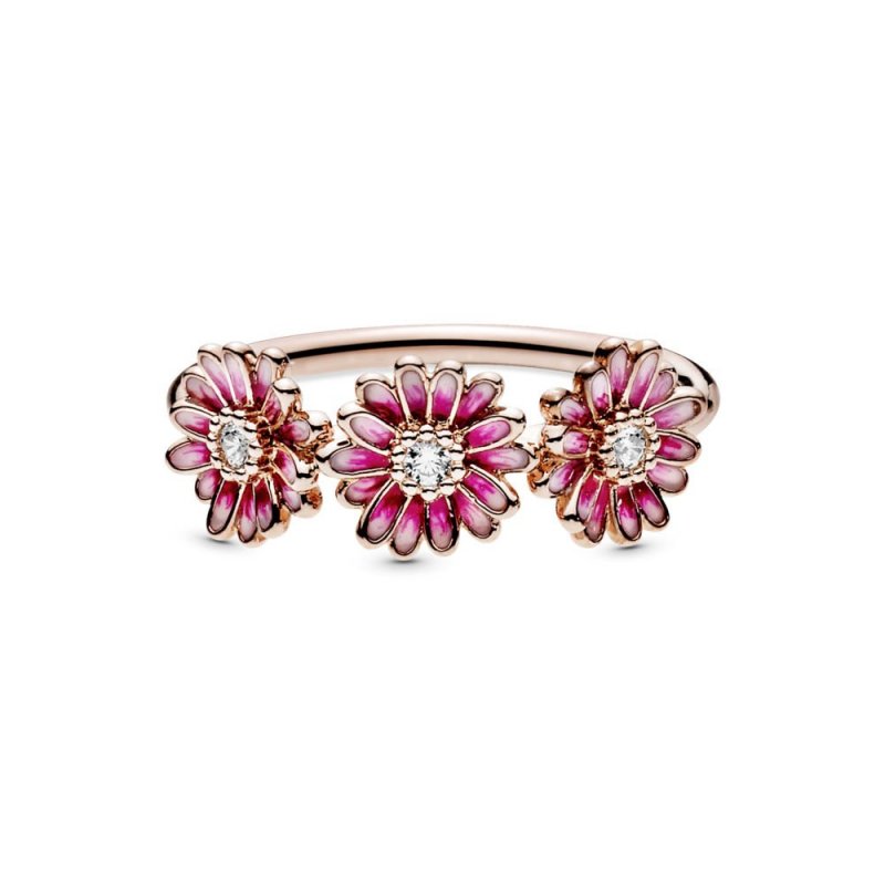 Anello con tre Margherite rosa