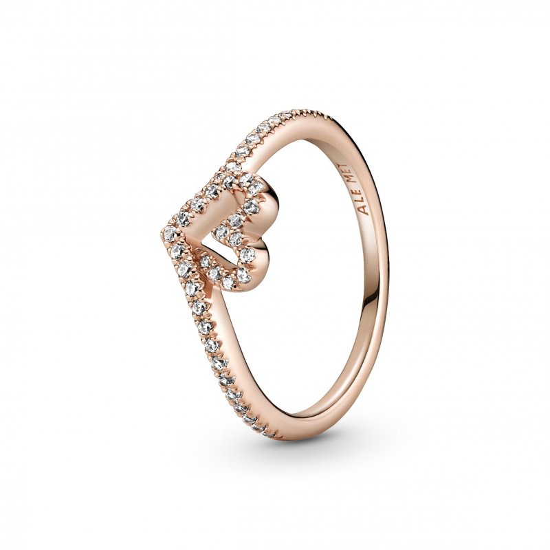Anello con cuore chevron scintillante