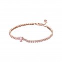 Bracciale Tennis Rosa con Cuore in Rilievo
