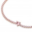 Bracciale Tennis Rosa con Cuore in Rilievo