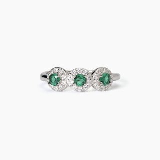 Anello In Argento Con Smeraldi Sintetici,Milanesienne,