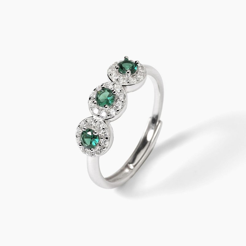 Anello In Argento Con Smeraldi Sintetici,Milanesienne,