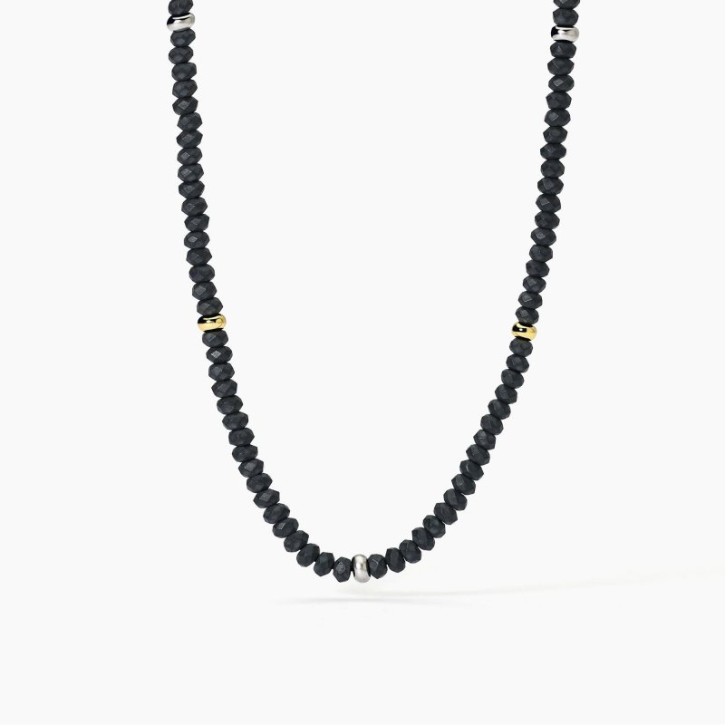 Collana In Argento Con Ematite E Inserti Dorati,On Road,