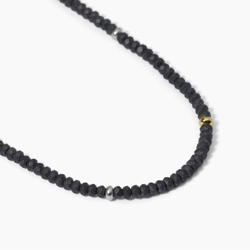 Collana In Argento Con Ematite E Inserti Dorati,On Road,