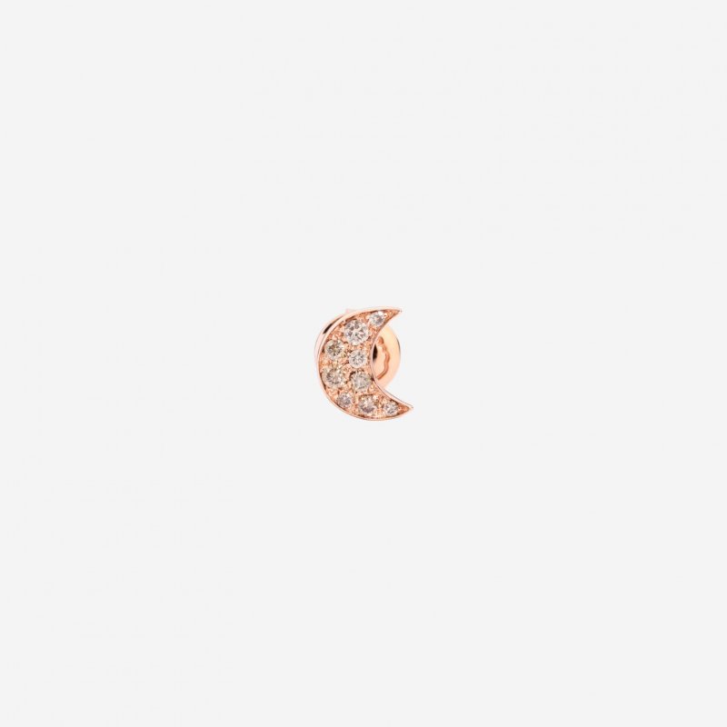 Dodo - Orecchino Stud Luna Prezioso - Oro Rosa - Diamanti