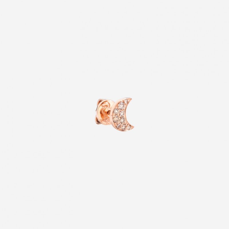 Dodo - Orecchino Stud Luna Prezioso - Oro Rosa - Diamanti