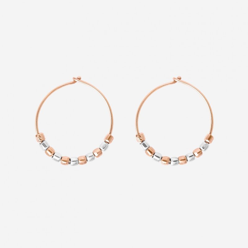Dodo - Orecchini Hoop Mini Granelli - Oro Rosa - Argento
