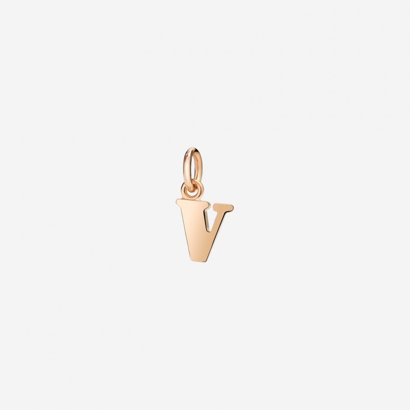 Dodo - Ciondolo Lettera V - Oro Rosa 9K - Modello Grande