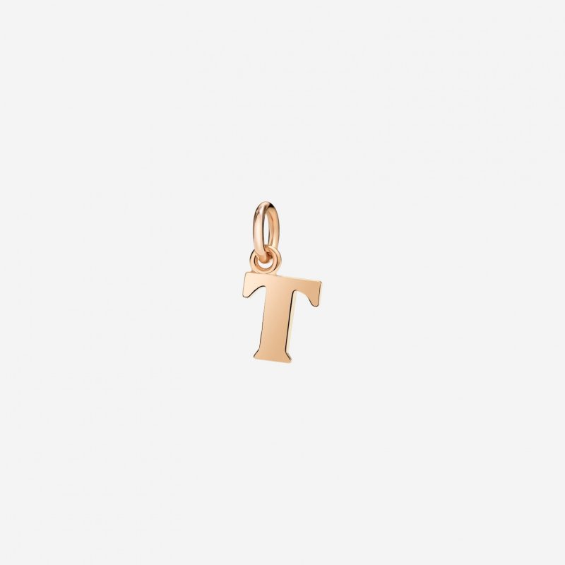 Dodo - Ciondolo Lettera T - Oro Rosa 9K - Modello Grande