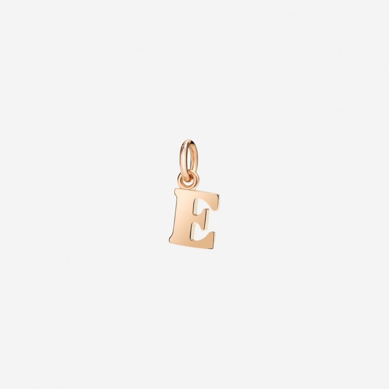 Dodo - Ciondolo Lettera E - Oro Rosa 9K - Modello Grande