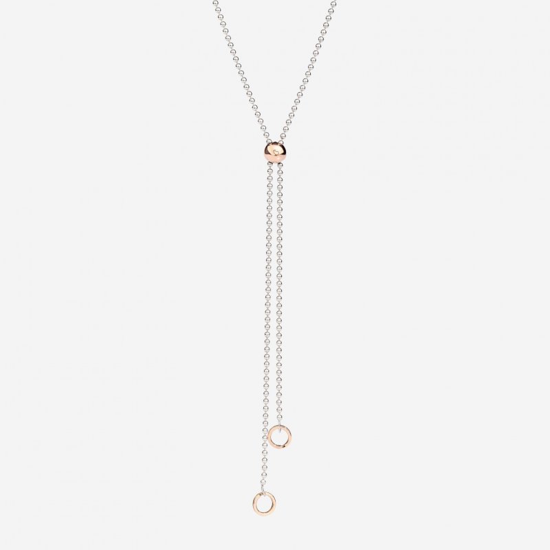 Dodo - Collana Lariat Bollicine - Argento - Oro Rosa