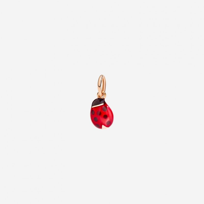 Dodo - Ciondolo Coccinella - Oro Rosa 9K - Smalto Rosso