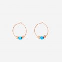 Dodo - Orecchini Hoop Mini Granelli - Oro Rosa 9K - Ceramica Blu
