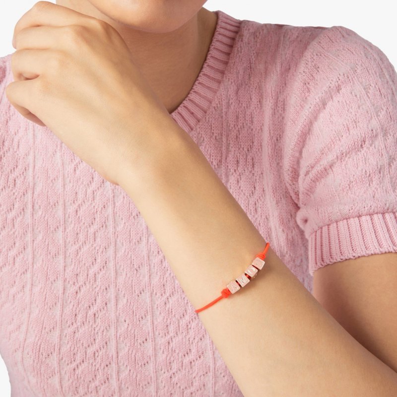 Dodo - Bracciale Amo - Oro Rosa - Cordino Rosso