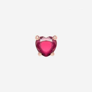 Dodo - Orecchino Cuore - Oro Rosa 9K - Rubino Sintetico