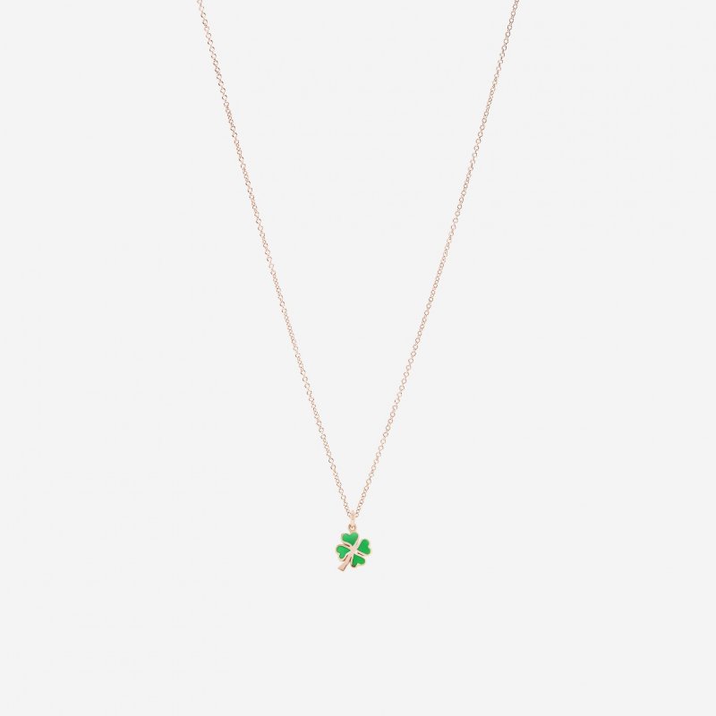 Dodo - Ciondolo Quadrifoglio - Oro Rosa 9K - Smalto