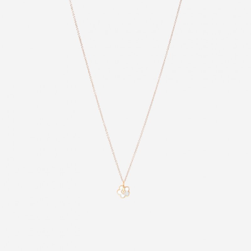 Dodo - Ciondolo Fiore - Oro Rosa 9K - Smalto Bianco
