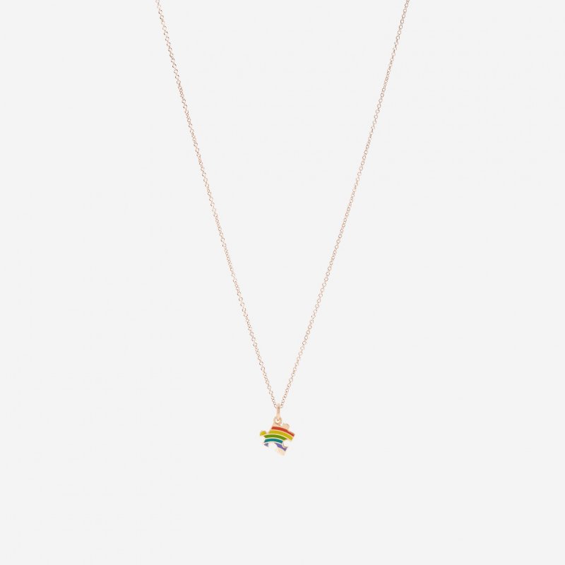 Dodo - Ciondolo Puzzle - Oro Rosa 9K - Smalto Rainbow
